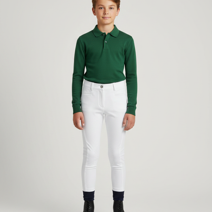 Pantalon Équitation Blanc Silicone Enfant Ajusté Confortable - Polyester