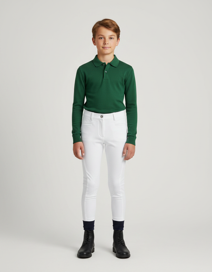 Pantalon Équitation Blanc Silicone Enfant Ajusté Confortable - Polyester