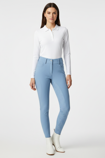 Pantalon Équitation Bleu Femme Silicone Ajusté Confortable - Polyester