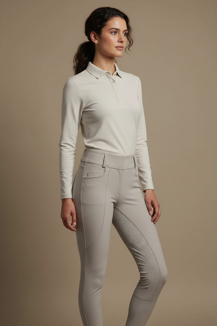 Pantalon Équitation Gris Femme Ajusté Silicone Poches - Polyester