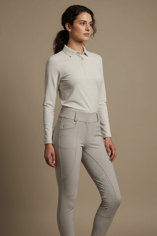 Pantalon Équitation Gris Femme Ajusté Silicone Poches - Polyester