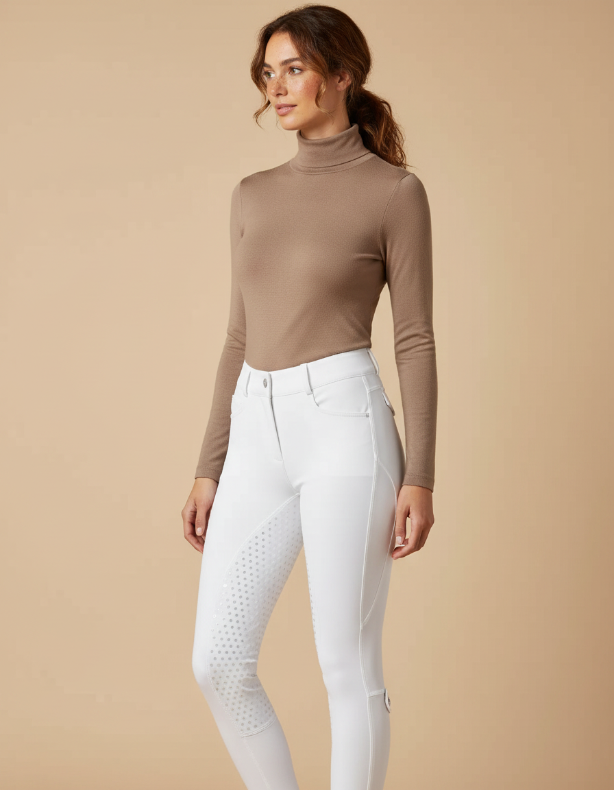 Pantalon Équitation Blanc Femme Silicone Ajusté Confortable - Polyester