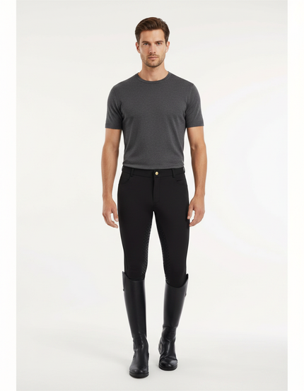 Pantalon Équitation Noir Silicone Homme Ajusté Stretch - Polyester