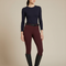 Pantalon Équitation Bordeaux Femme Silicone Adhérent Taille Haute - Polyester