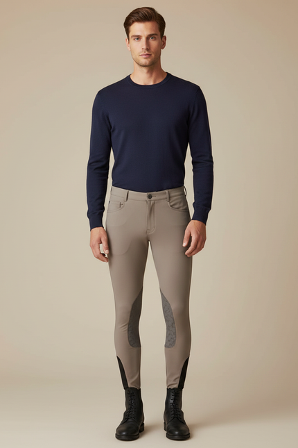 Pantalon Équitation Beige Homme Adhérent Silicone Confortable - Polyester