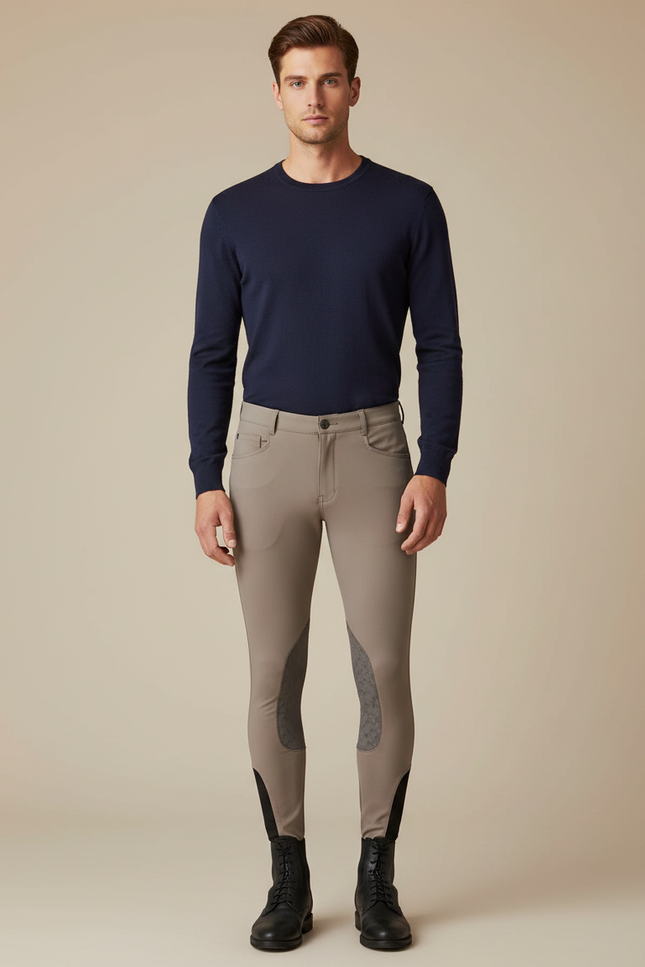 Pantalon Équitation Beige Homme Adhérent Silicone Confortable - Polyester
