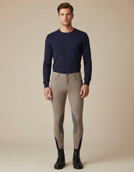 Pantalon Équitation Beige Homme Adhérent Silicone Confortable - Polyester