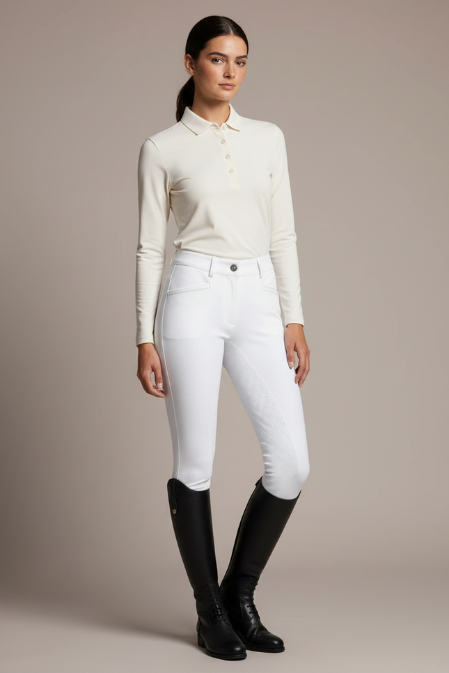 Pantalon Équitation Blanc Silicone Adulte Élégant Confortable - Polyester