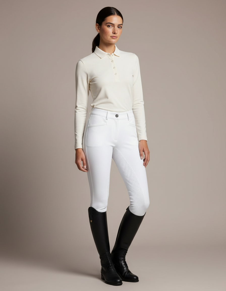 Pantalon Équitation Blanc Silicone Adulte Élégant Confortable - Polyester