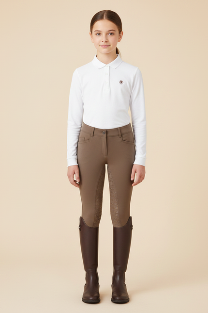Pantalon Équitation Marron Enfant Silicone Ajusté - Polyester