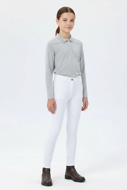 Pantalon Équitation Blanc Enfant Silicone Ajusté Confortable - Polyester