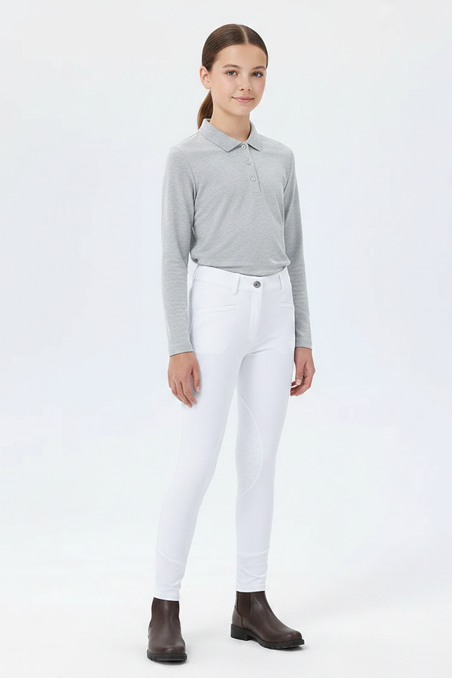 Pantalon Équitation Blanc Enfant Silicone Ajusté Confortable - Polyester
