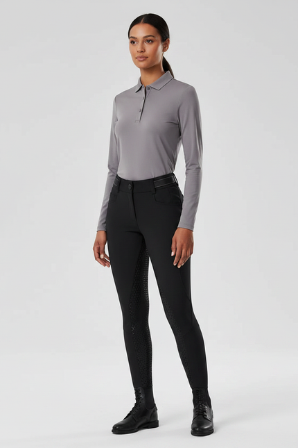 Pantalon Équitation Noir Femme Confortable Silicone Grip - Polyester
