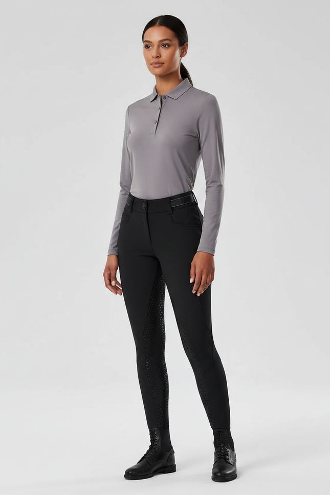 Pantalon Équitation Noir Femme Confortable Silicone Grip - Polyester