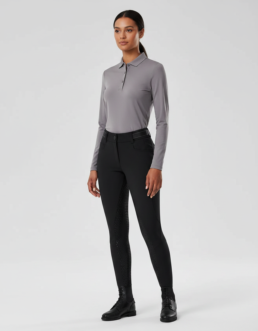 Pantalon Équitation Noir Femme Confortable Silicone Grip - Polyester