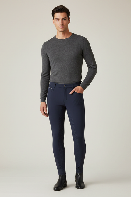 Pantalon Equitation Full Grip - Marine Polyester