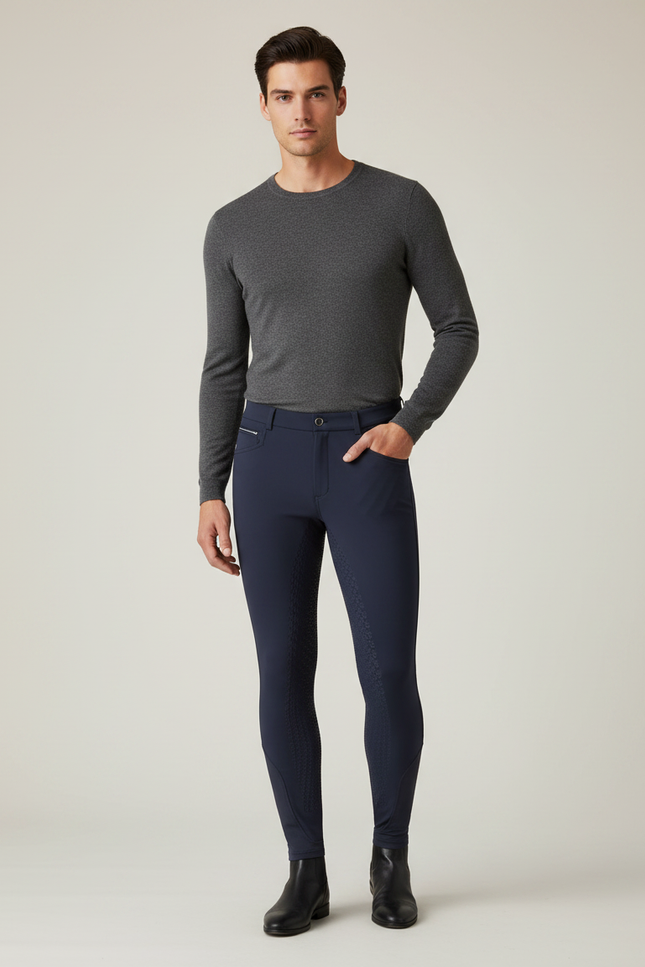 Pantalon Equitation Full Grip - Marine Polyester
