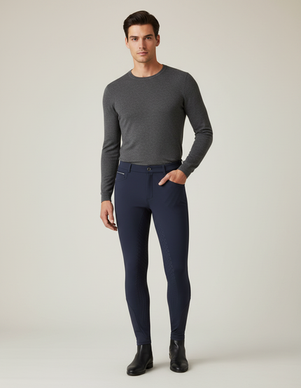 Pantalon Equitation Full Grip - Marine Polyester