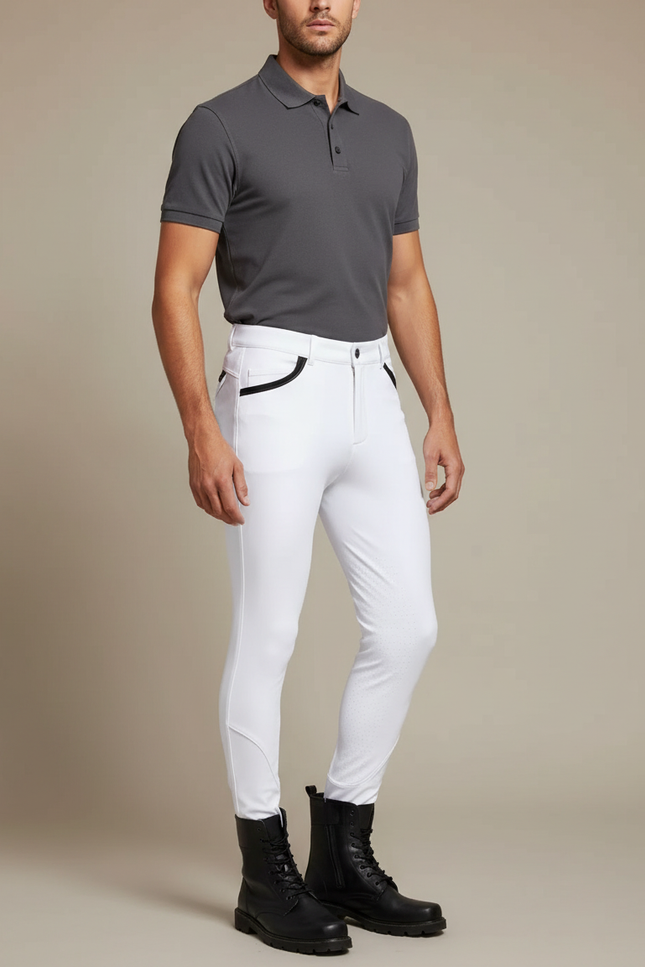Pantalon Blanc Equitation Homme - Polyester