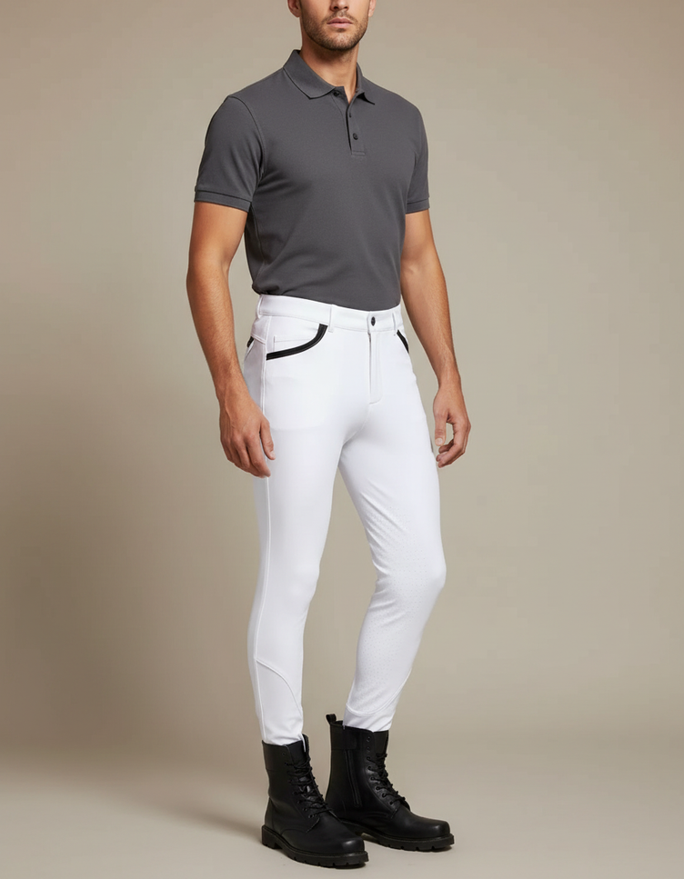 Pantalon Blanc Equitation Homme - Polyester