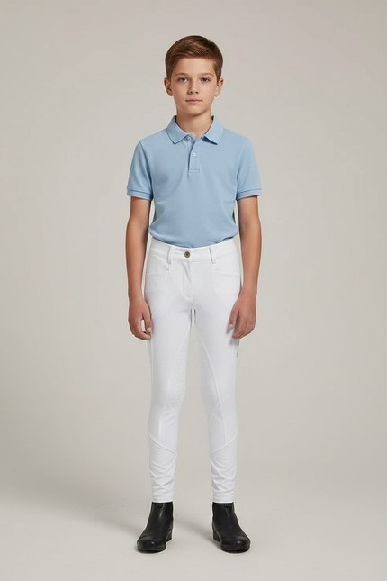 Pantalon Équitation Blanc Enfant Silicone Ajusté - Polyester