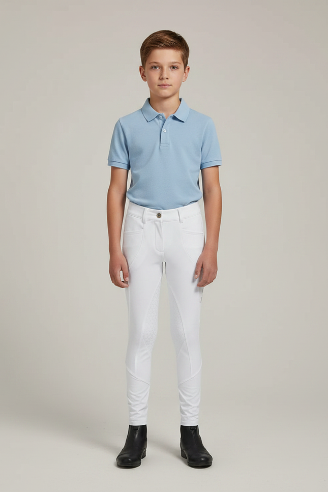 Pantalon Équitation Blanc Enfant Silicone Ajusté - Polyester
