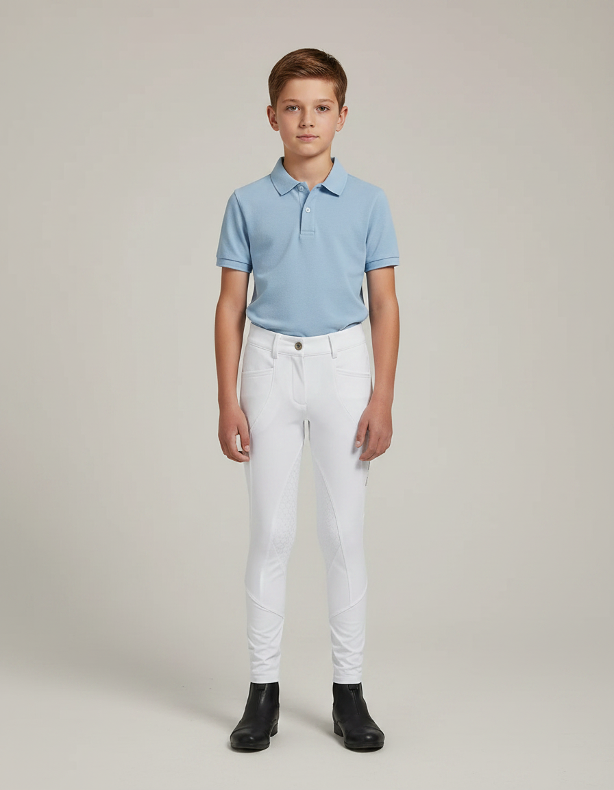 Pantalon Équitation Blanc Enfant Silicone Ajusté - Polyester