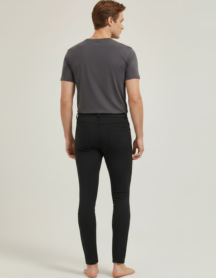 Pantalon Equitation Fond Silicone - Noir Polyester - vue 2