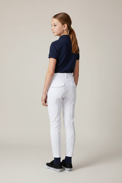 Pantalon Équitation Blanc Enfant Silicone Poches Classique - Polyester - vue 2
