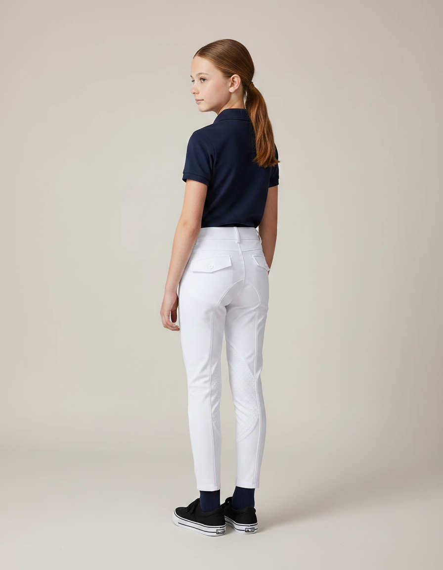 Pantalon Équitation Blanc Enfant Silicone Poches Classique - Polyester - vue 2