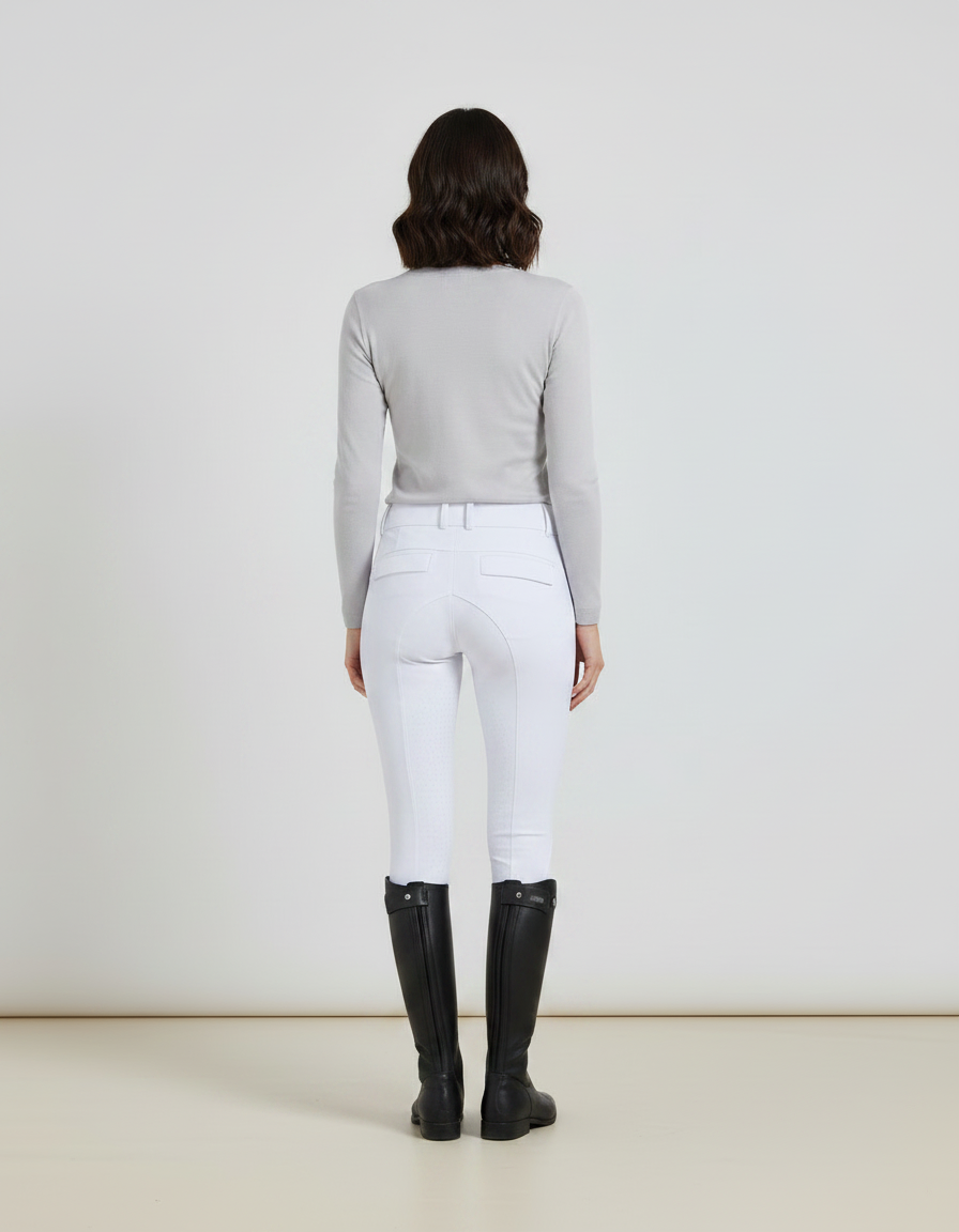Pantalon Équitation Blanc Femme Silicone Ajusté Confortable Stretch - Polyester - vue 2