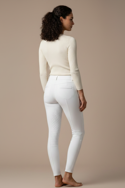 Pantalon Équitation Blanc Ajusté Silicone Femme Poches - Polyester - vue 2