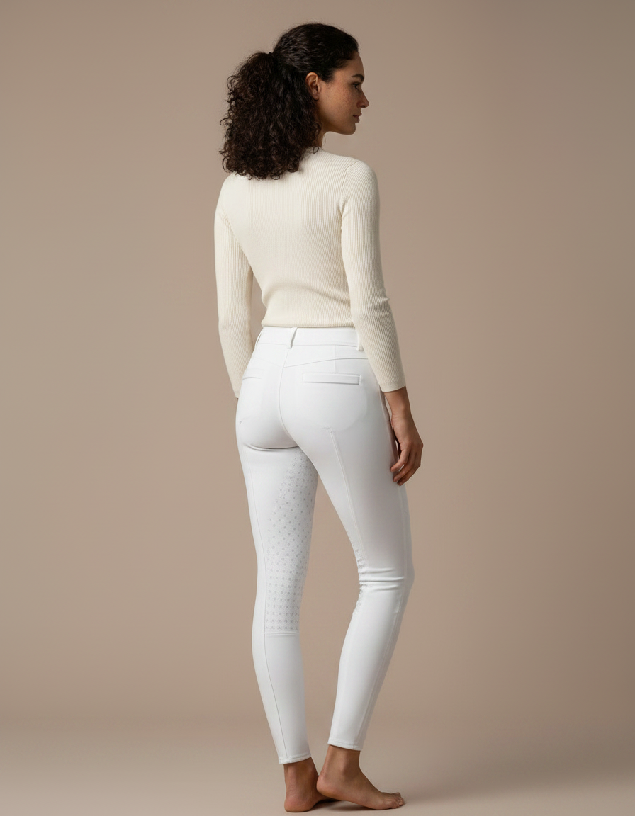 Pantalon Équitation Blanc Ajusté Silicone Femme Poches - Polyester - vue 2