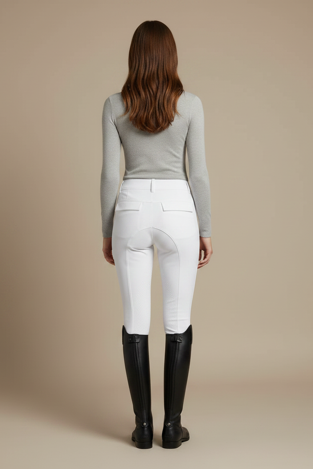 Pantalon Équitation Blanc Silicone Grip Ajusté Femme - Polyester - vue 2