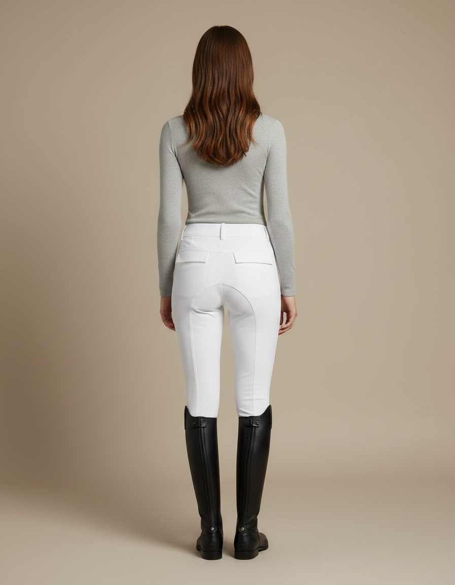 Pantalon Équitation Blanc Silicone Grip Ajusté Femme - Polyester - vue 2