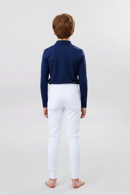Pantalon Équitation Blanc Garçon Stretch Confortable Ajusté - Polyester - vue 2