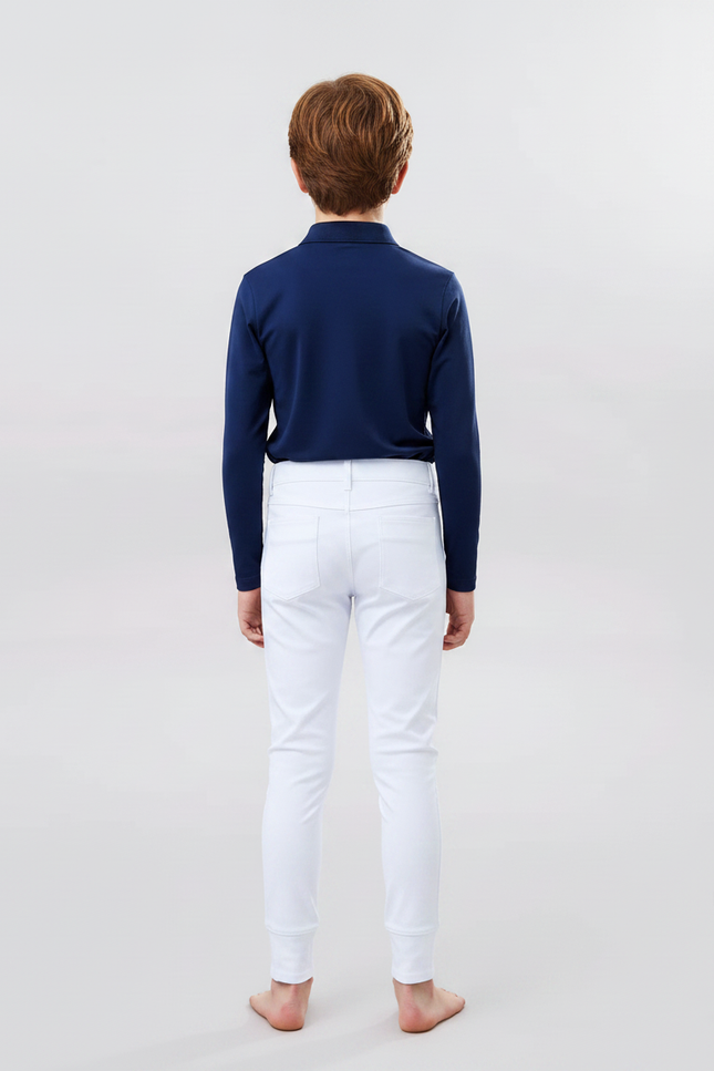 Pantalon Équitation Blanc Garçon Stretch Confortable Ajusté - Polyester - vue 2
