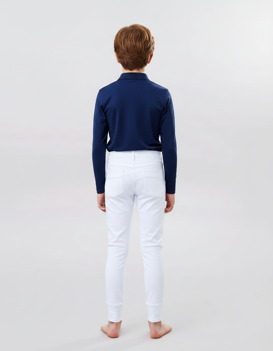 Pantalon Équitation Blanc Garçon Stretch Confortable Ajusté - Polyester - vue 2