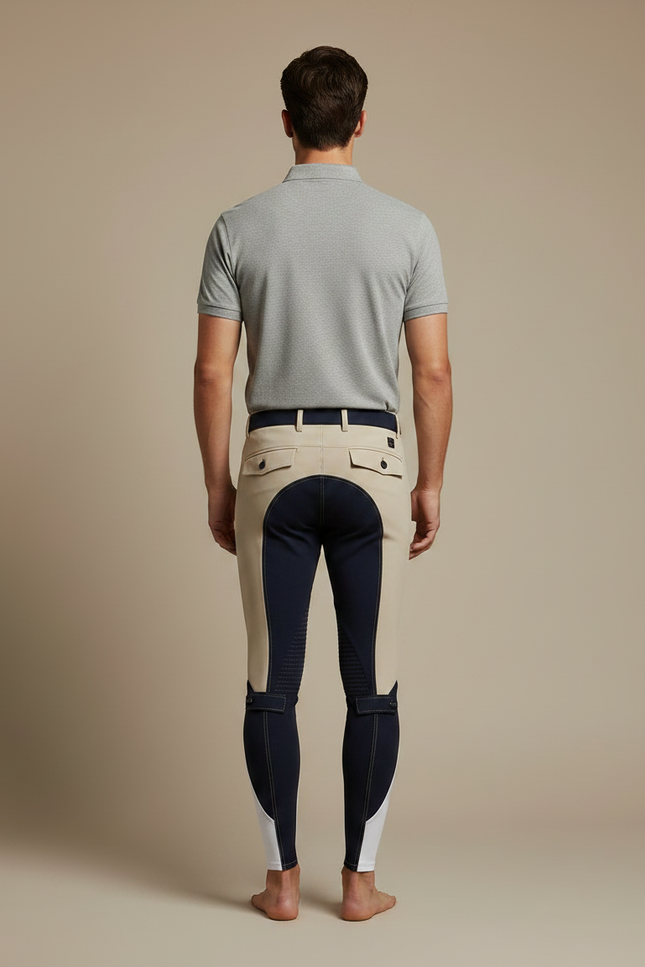 Pantalon Équitation Beige Marine Silicone Stretch Homme - Polyester - vue 2