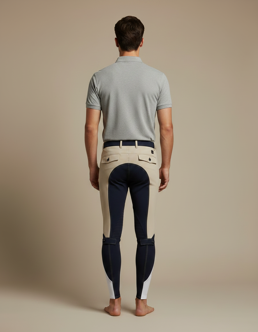 Pantalon Équitation Beige Marine Silicone Stretch Homme - Polyester - vue 2