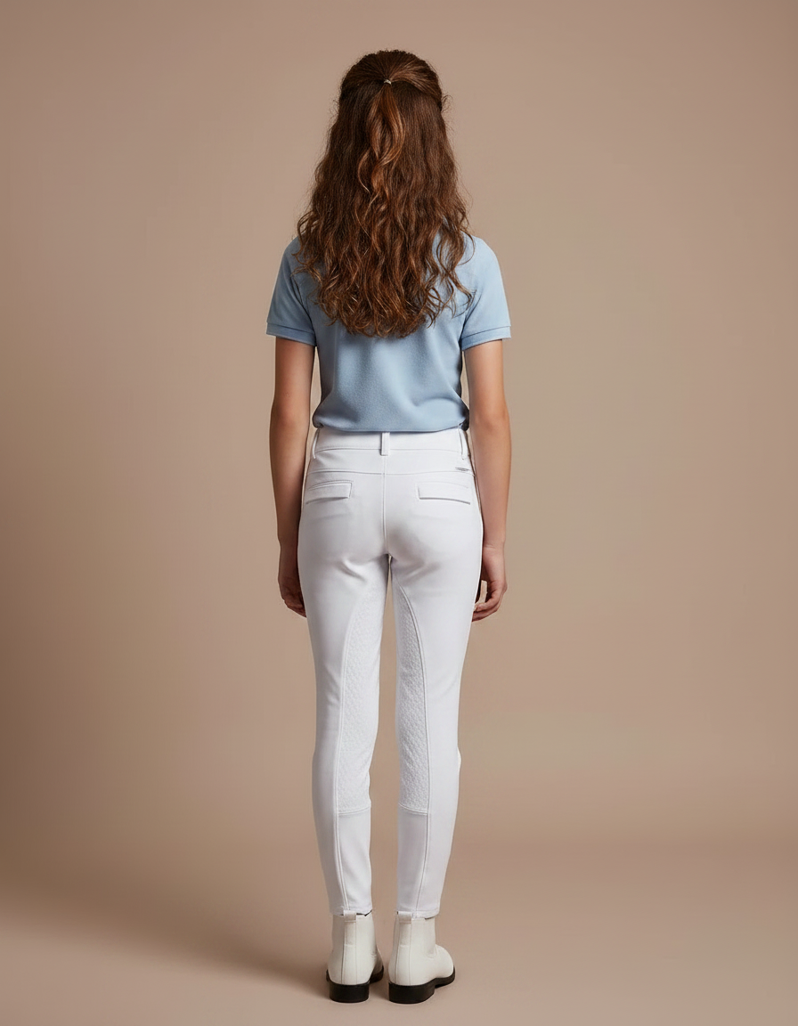 Pantalon Équitation Blanc Enfant Ajusté Silicone Élégant - Polyester - vue 2
