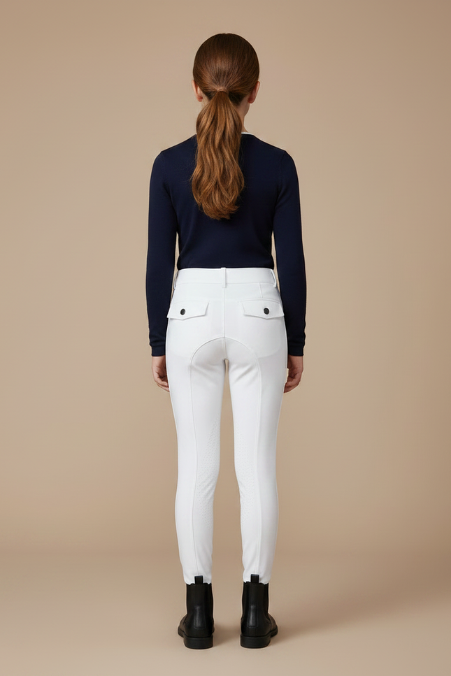 Pantalon Équitation Blanc Enfant Silicone Ajusté Simple - Polyester - vue 2