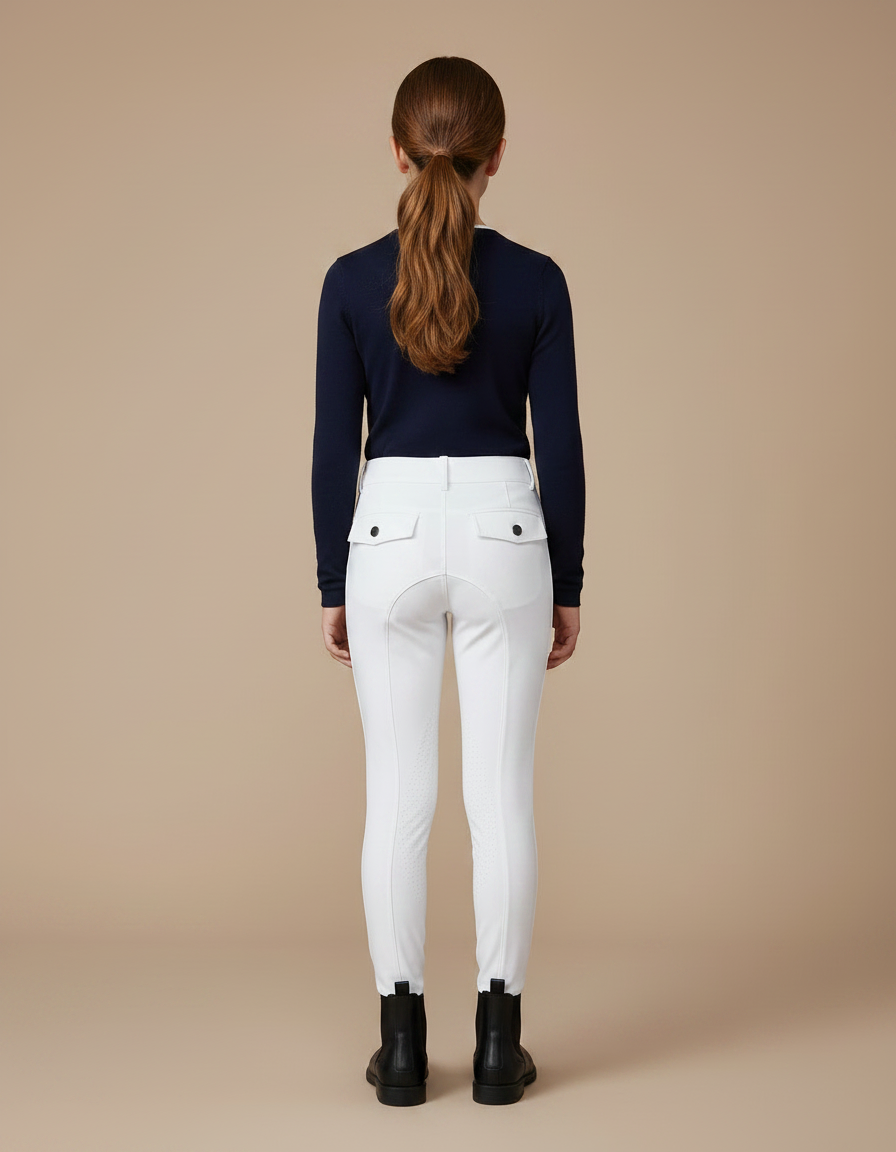 Pantalon Équitation Blanc Enfant Silicone Ajusté Simple - Polyester - vue 2
