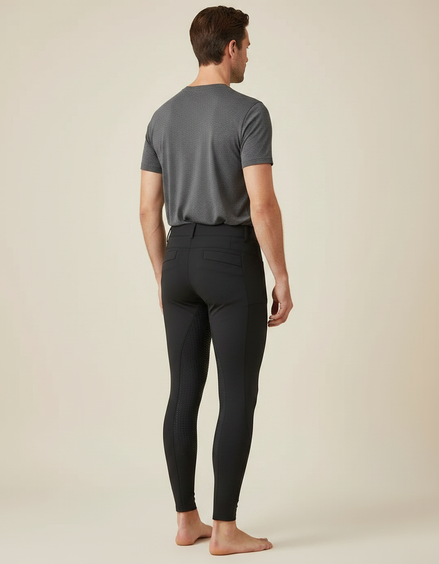 Pantalon Équitation Noir Adhérent Stretch Homme - Polyester - vue 2