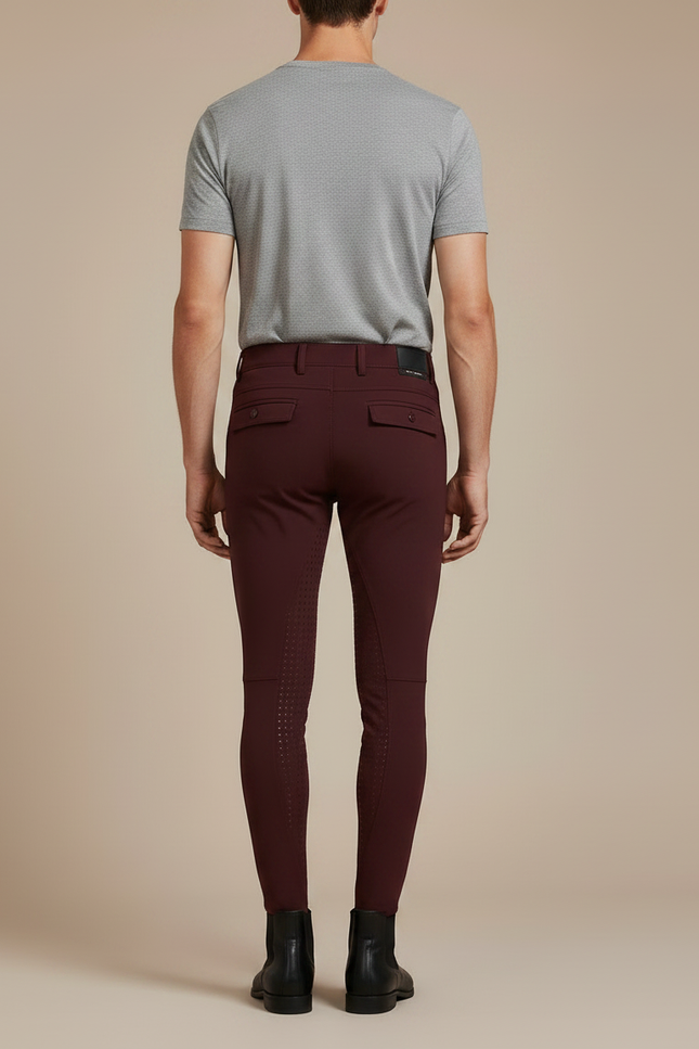 Pantalon Équitation Bordeaux Homme Silicone Ajusté Respirant - Polyester - vue 2