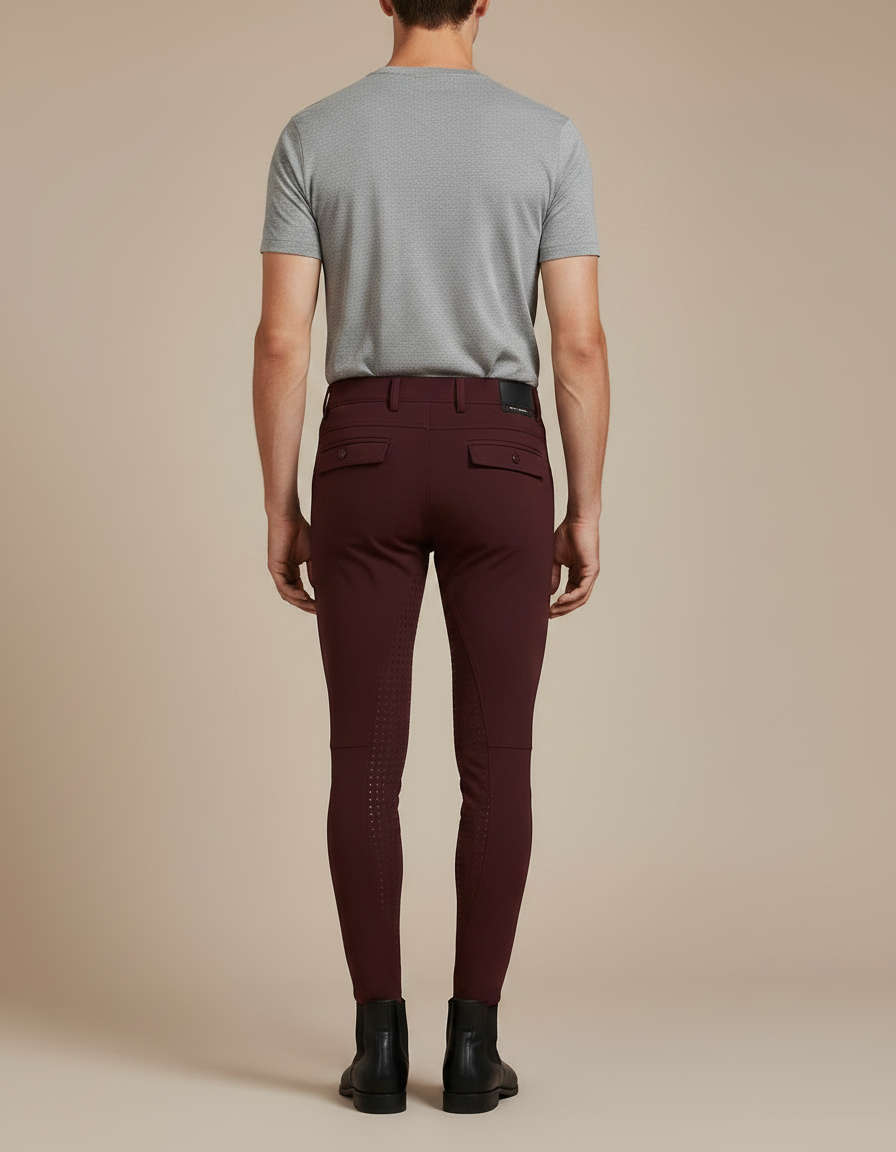 Pantalon Équitation Bordeaux Homme Silicone Ajusté Respirant - Polyester - vue 2