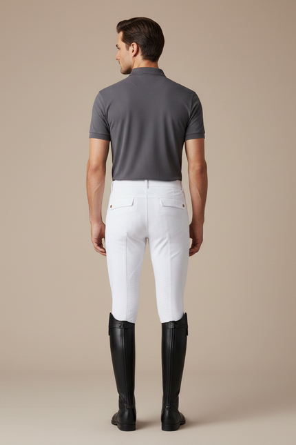 Pantalon Équitation Blanc Homme Silicone Confortable Stretch - Polyester - vue 2