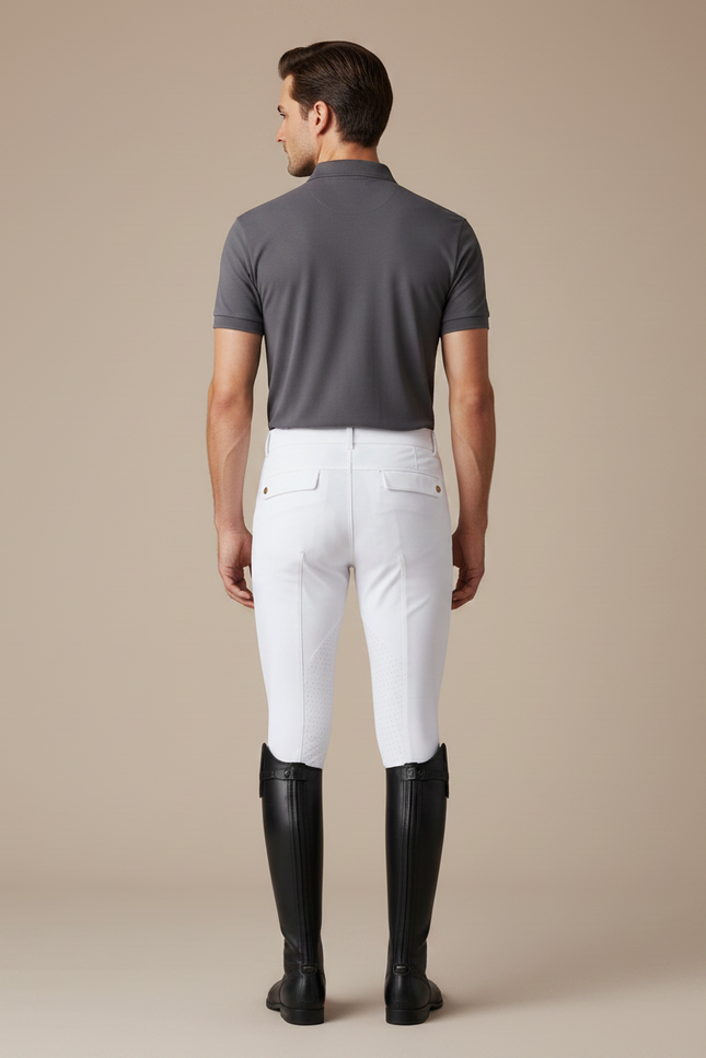 Pantalon Équitation Blanc Homme Silicone Confortable Stretch - Polyester - vue 2