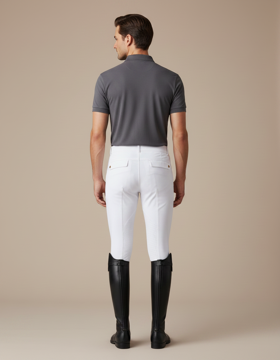 Pantalon Équitation Blanc Homme Silicone Confortable Stretch - Polyester - vue 2