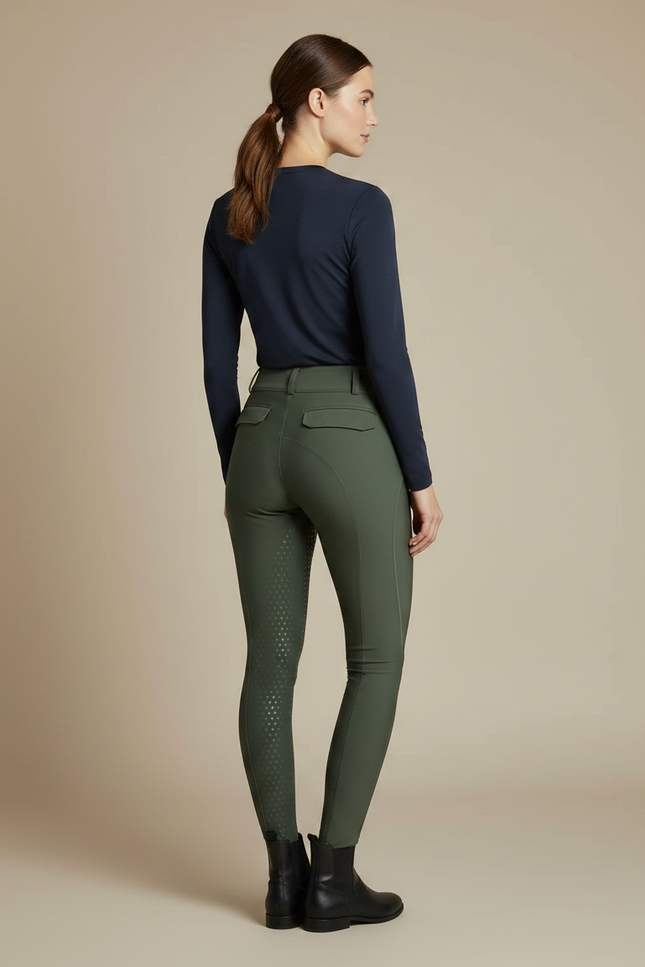 Pantalon Vert Equitation - Kaki Polyester - vue 2